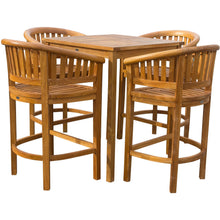 5 Piece Teak Wood Peanut Patio Bistro Bar Set with 4 Bar Chairs and 35" Bar Table - Chic Teak