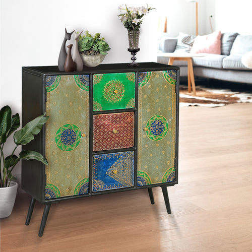 Madagascar Recycled Mango Wood Cabinet with 3 Drawers and 2 Doors