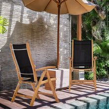 Teak Wood California Reclining Chair with Black Batyline Sling