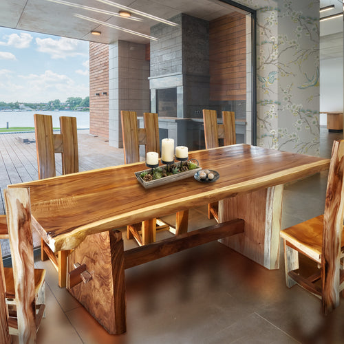 Suar Live Edge Unique Slab Dining Table - 79