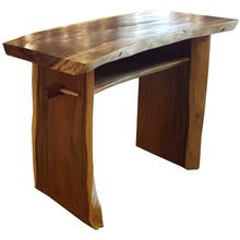 Suar Live Edge Slab Freestanding Bar with Shelf, 118 Inch - Chic Teak
