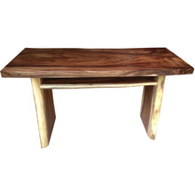 Suar Live Edge Slab Freestanding Bar with Shelf, 79 Inch - Chic Teak