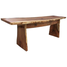 Suar Live Edge Slab Freestanding Bar with Shelf, 118 Inch - Chic Teak