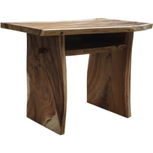 Suar Live Edge Slab Freestanding Bar with Shelf, 59 Inch - Chic Teak