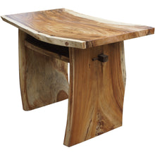 Suar Live Edge Slab Freestanding Bar with Shelf, 59 Inch - Chic Teak