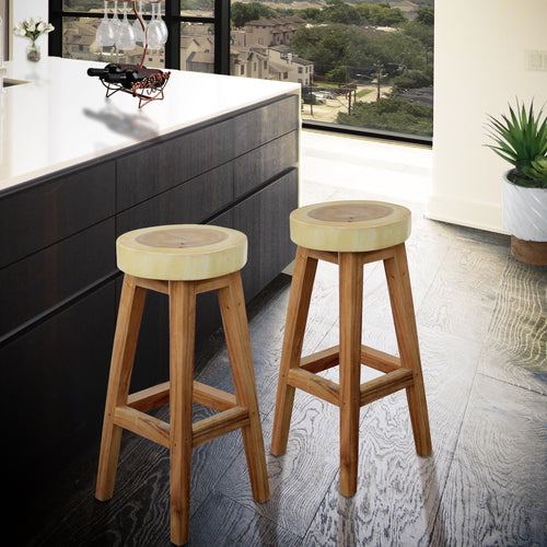 Suar Live Edge Round Barstool, 30 inch