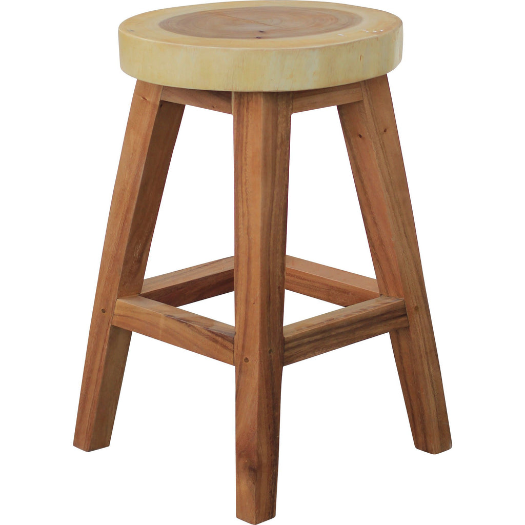 Suar Live Edge Round Counter Stool, 24 inch by Chic Teak only