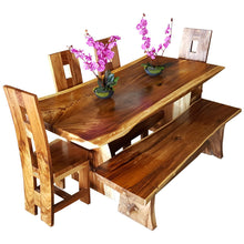 Suar Live Edge Slab Backless Bench approximately 71" long - Chic Teak