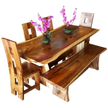 Suar Live Edge Slab Backless Bench approximately 98" long - Chic Teak