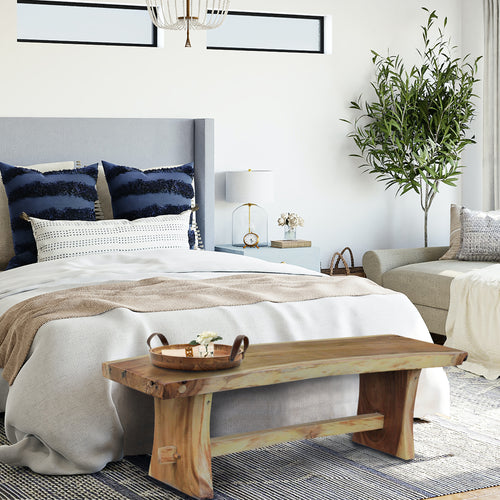 Suar Live Edge Slab Backless Bench approximately 59