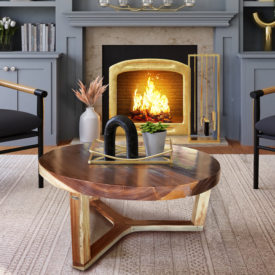 Suar Live Edge Round Coffee Table - 40 inch