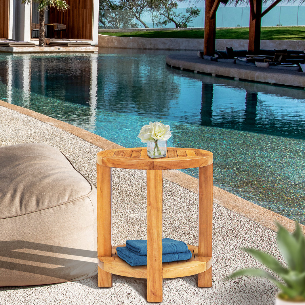 Teak Wood Tundra Round Patio Side Table
