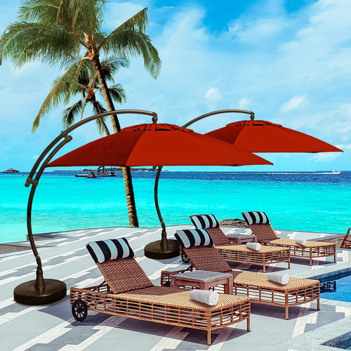 Sun Garden 13 Ft. Easy Sun Cantilever Umbrella and Parasol, the Original from Germany, Cayenne Canopy with Bronze Frame