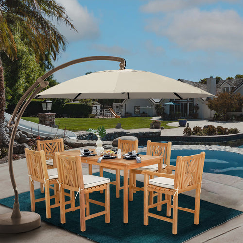 Sun Garden 13 Ft. Easy Sun Cantilever Umbrella and Parasol, the Original from Germany, Natural Canopy with Bronze Frame