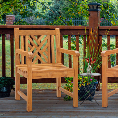 Teak Wood Chippendale Arm Chair