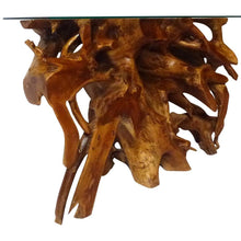 Teak Wood Root Console Table with Glass Top, 48 inches - Chic Teak