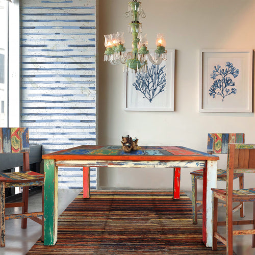 Marina del Rey Square Dining Table made from Recycled Teak Wood Boats, 47 inch
