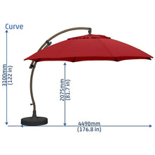 Sun Garden 13 Ft. Cantilever Umbrella or Parasol, the Original from Germany, Cayenne Color Canopy with Bronze Frame - Chic Teak
