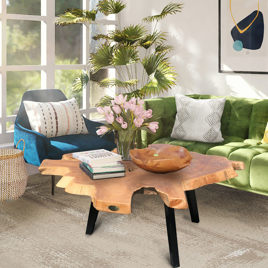 Rustic Recycled Teak Wood Ampyang Abstract Coffee Table