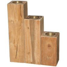 Recycled Teak Wood Candleholder, set of 3 - Chic Teak