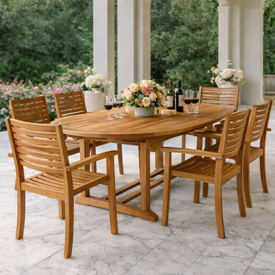 Teak Wood Orleans Oval Extension Table - Chic Teak