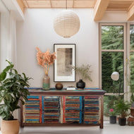 Marina del Rey Chest / Media Center with 4 Doors made from Recycled Teak Wood Boats - Chic Teak