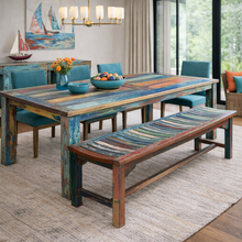 Marina del Rey Backless Dining Bench made from Recycled Teak Wood Boats, 6 foot