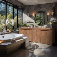 Recycled Teak Wood Valencia Large Bathroom Linen Cabinet with 4 Doors - Chic Teak