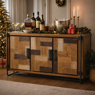 Recycled Teak Wood Mozaik Art Deco Storage Chest / TV Stand - Chic Teak