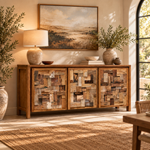 Recycled Teak Wood Mozaik Media Center / Chest with 3 Doors - Chic Teak