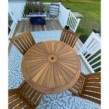 5 Piece Teak Wood Dining Set including 47" Round Sun Table with 4 Abaco Side Chairs - Chic Teak