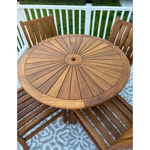 5 Piece Teak Wood Dining Set including 47" Round Sun Table with 4 Abaco Side Chairs - Chic Teak