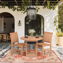 3 Piece Teak Dining Set with 36" Round California Table and 2 Abaco Side Chairs