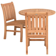 3 Piece Teak Dining Set with 36" Round California Table and 2 Abaco Side Chairs