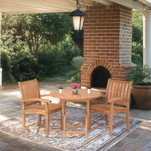 3 Piece Teak Wood Dining Set with 36" Round California Table and 2 Abaco Arm Chairs