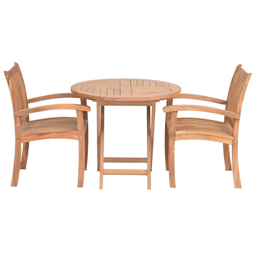 3 Piece Teak Wood Dining Set with 36