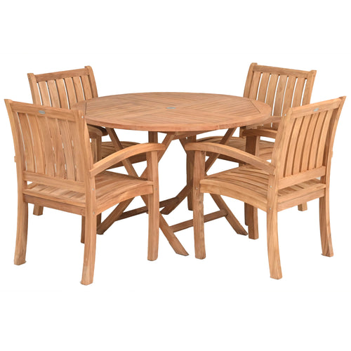 5 Piece Teak Wood Dining Set with 47