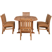 7 Piece Teak Wood Dining Set including Round to Oval Extension Table with 6 Abaco Side Chairs