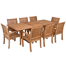 9 Piece Teak Wood Dining Set including Rectangular Extension Table with 8 Abaco Arm Chairs