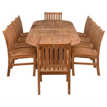 11 Piece Teak Wood Dining Set including Oval Double Extension Table with 2 Abaco Arm Chairs & 8 Side Chairs