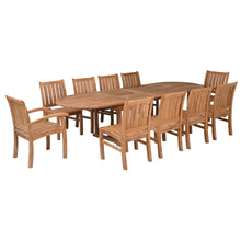 11 Piece Teak Wood Dining Set including Oval Double Extension Table with 10 Abaco Side Chairs