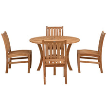 5 Piece Teak Wood Dining Set including 47" Round Sun Table with 4 Abaco Side Chairs