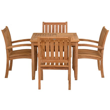 5 Piece Teak Wood Bistro Dining Set including 35" Square Table with 4 Abaco Arm Chairs