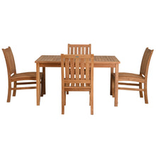 5 Piece Teak Wood Bistro Dining Set including 55" Rectangular Table with 4 Abaco Side Chairs