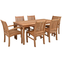 7 Piece Teak Wood Bistro Dining Set including 71" Rectangular Table with 2 Abaco Arm Chairs & 4 Side Chairs