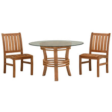 5 Piece Teak Wood Dining Set Including 47" Round Half Moon Dining Table & 4 Abaco Side Chairs