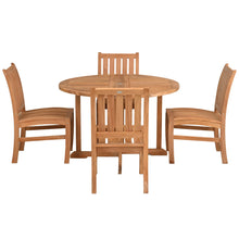 5 Piece Teak Wood Dining Set Including 48" Round Hatteras Table with 4 Abaco Side Chairs