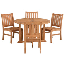 5 Piece Teak Wood Dining Set Including 47" Round Butterfly Folding Table with 4 Abaco Side Chairs