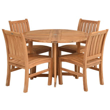 5 Piece Teak Wood Dining Set Including 47" Round Butterfly Folding Table with 4 Abaco Side Chairs