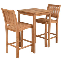 3 Piece Teak Wood Bar Set Including 27" Square Bistro Bar Table and 2 Abaco Barstools